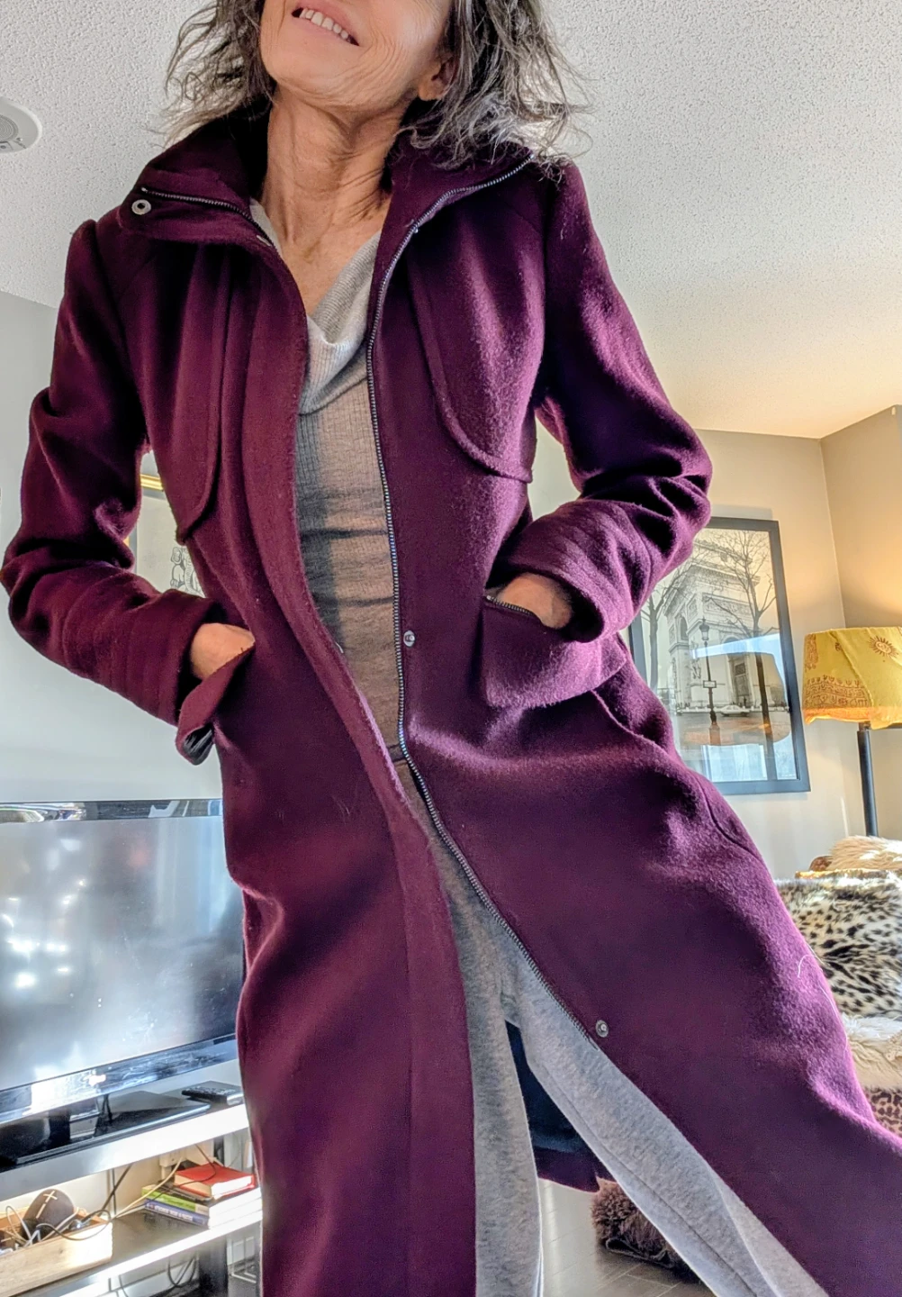 🥕Karl Lagerfeld Plum Wool Blend Coat XS/TP - photo 3