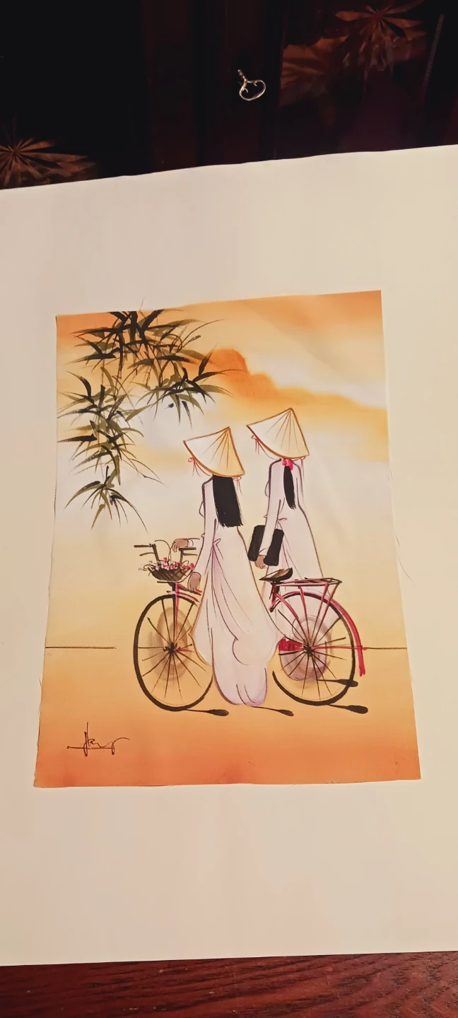 Authentic Signed Asian Artwork Painting. Not framed. - photo 2