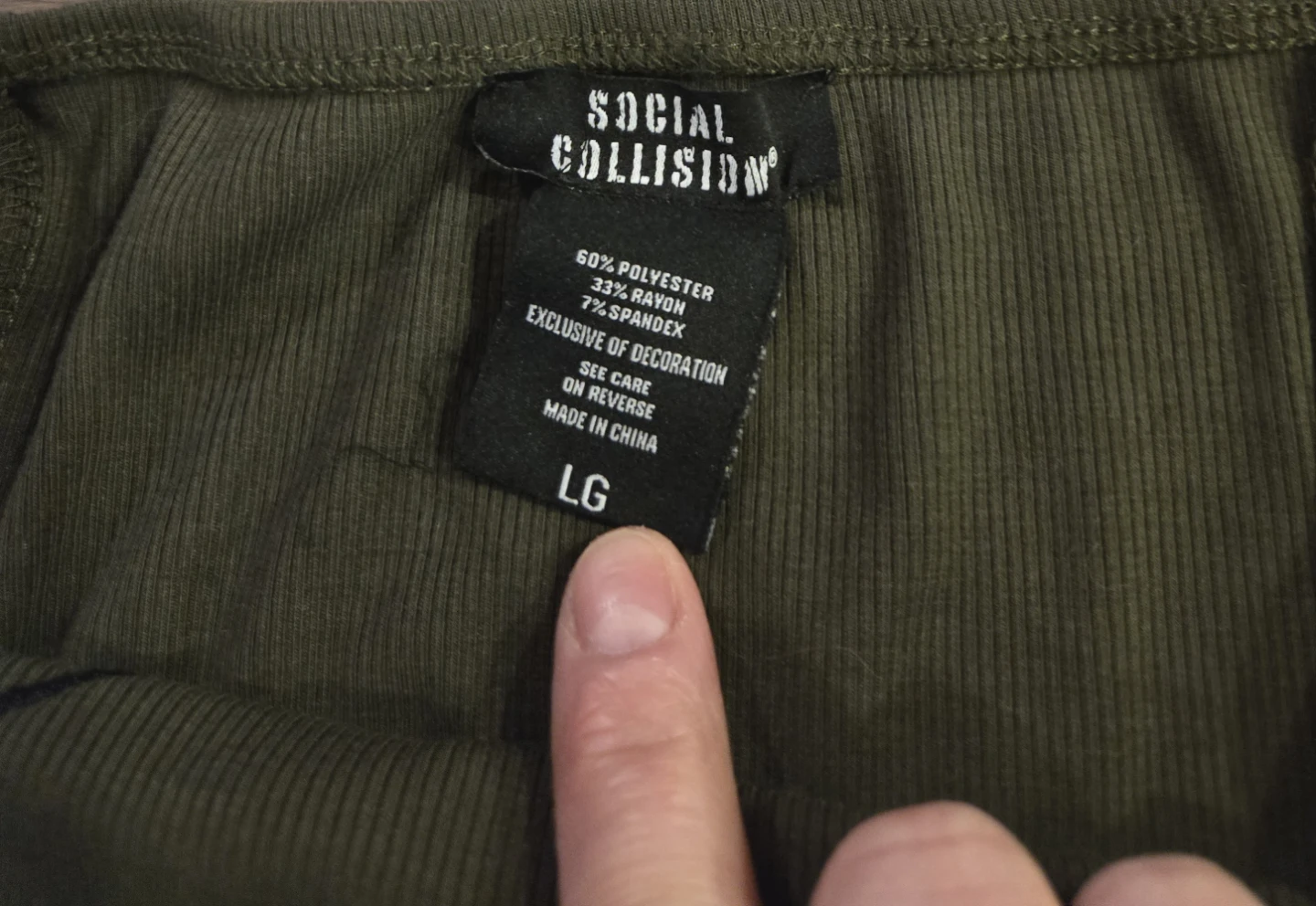 Social Collision Olive Green Dress - Size Large. - photo 3
