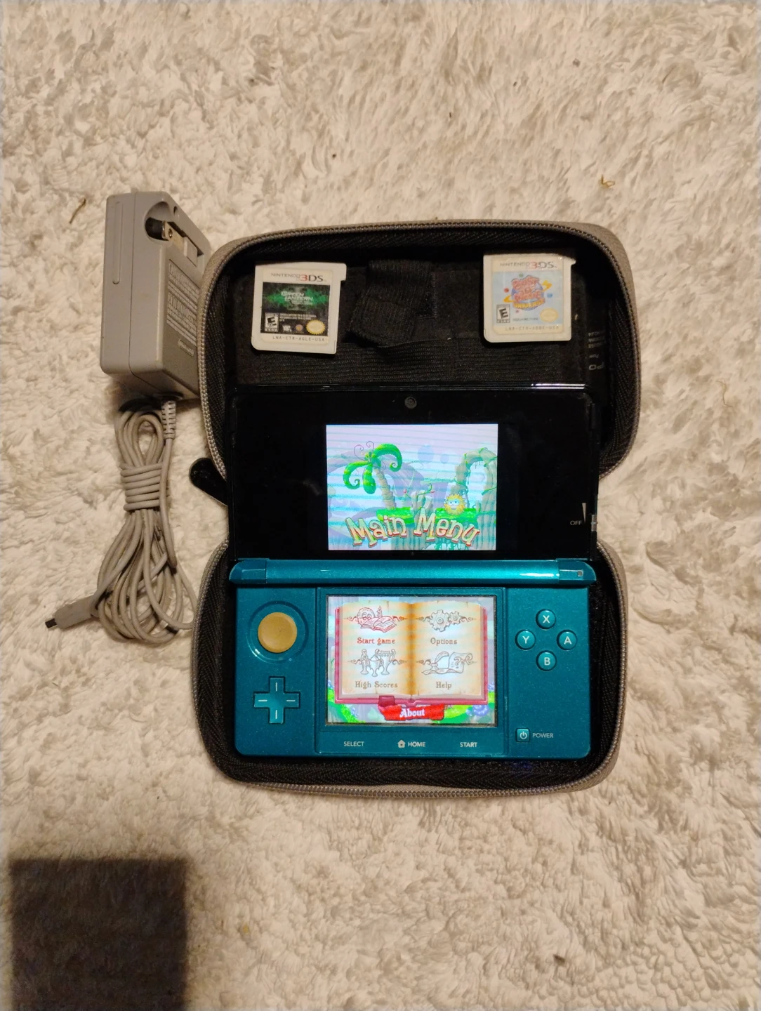 Nintendo 3DS Aqua Blue - Bundle with Games and Case - photo 3