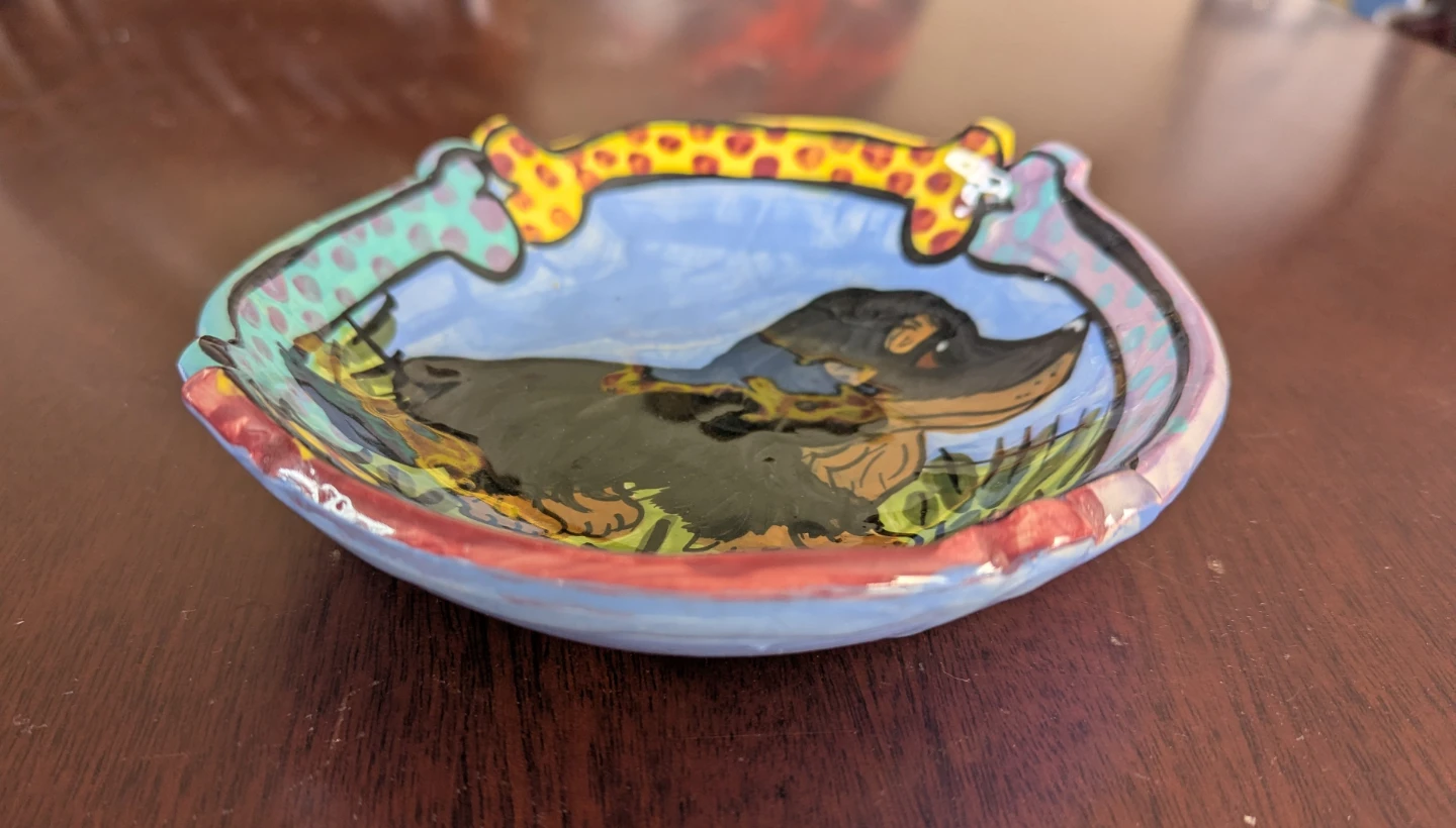 Hand-Painted Dachshund Ceramic Dish - photo 3