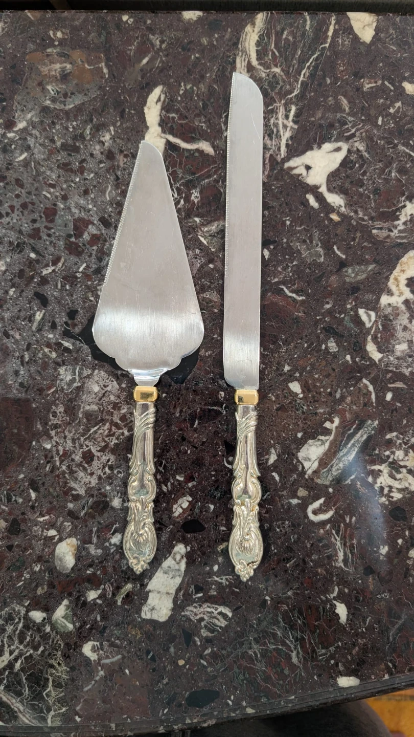 Silver and gold Cake Server and Knife Set