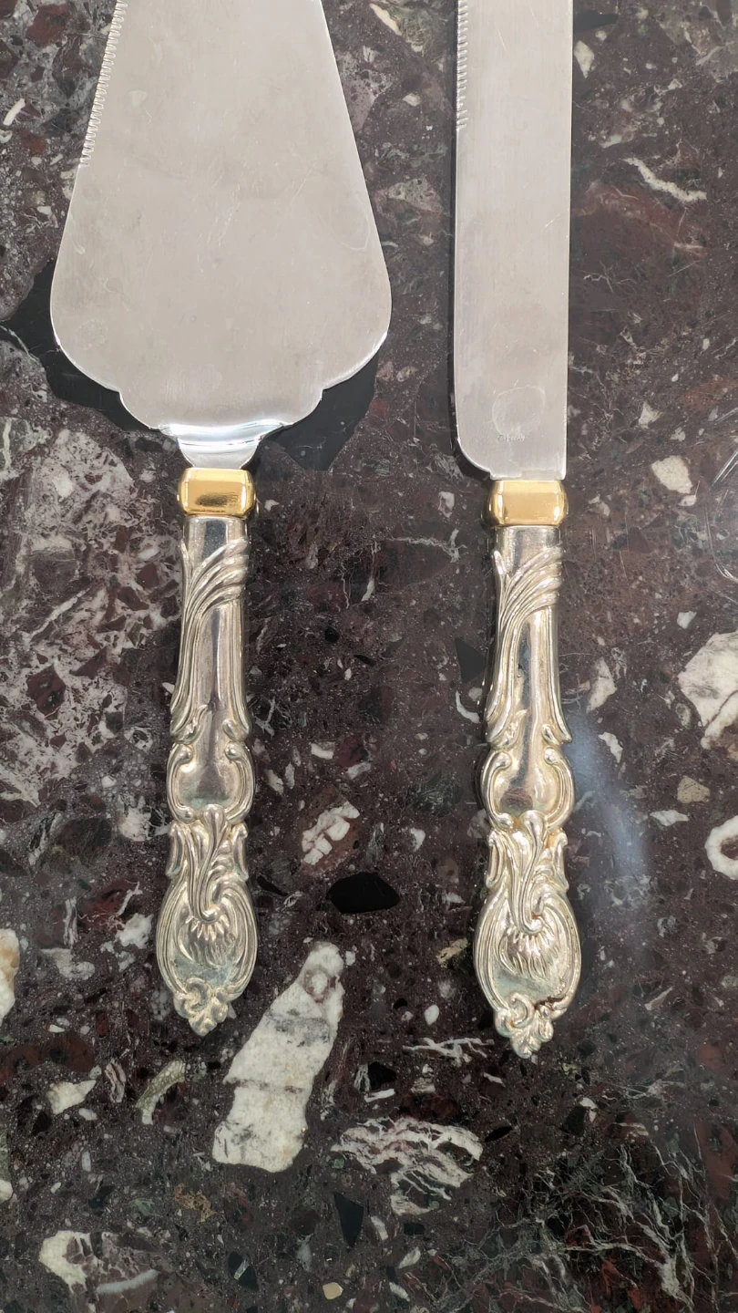 Silver and gold Cake Server and Knife Set - photo 2