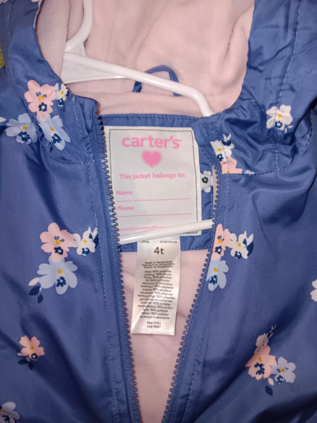 Carter's Floral Rain Jacket - Size 4T 🥕 - photo 2