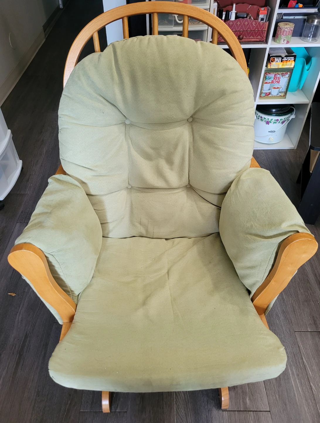 Light Green Padded Glider Rocking Chair with Ottoman