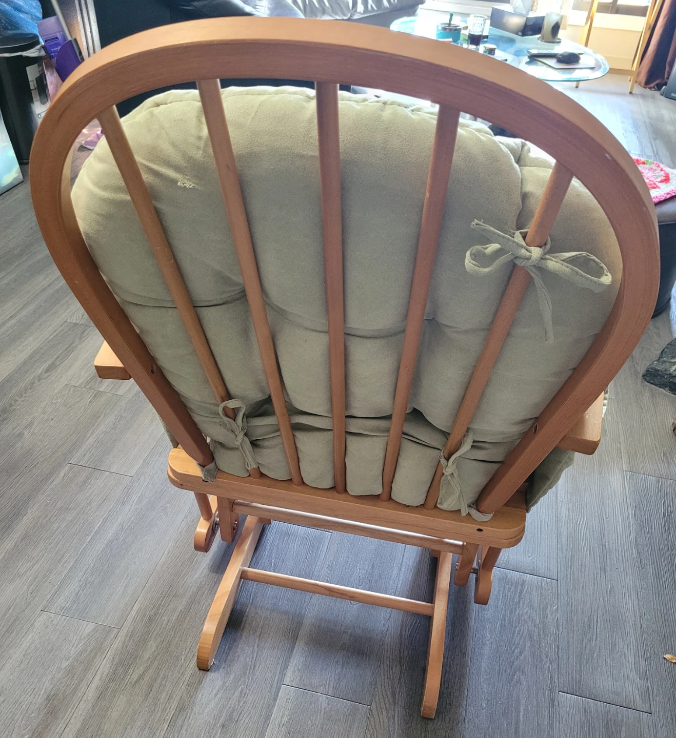 Light Green Padded Glider Rocking Chair with Ottoman - photo 3