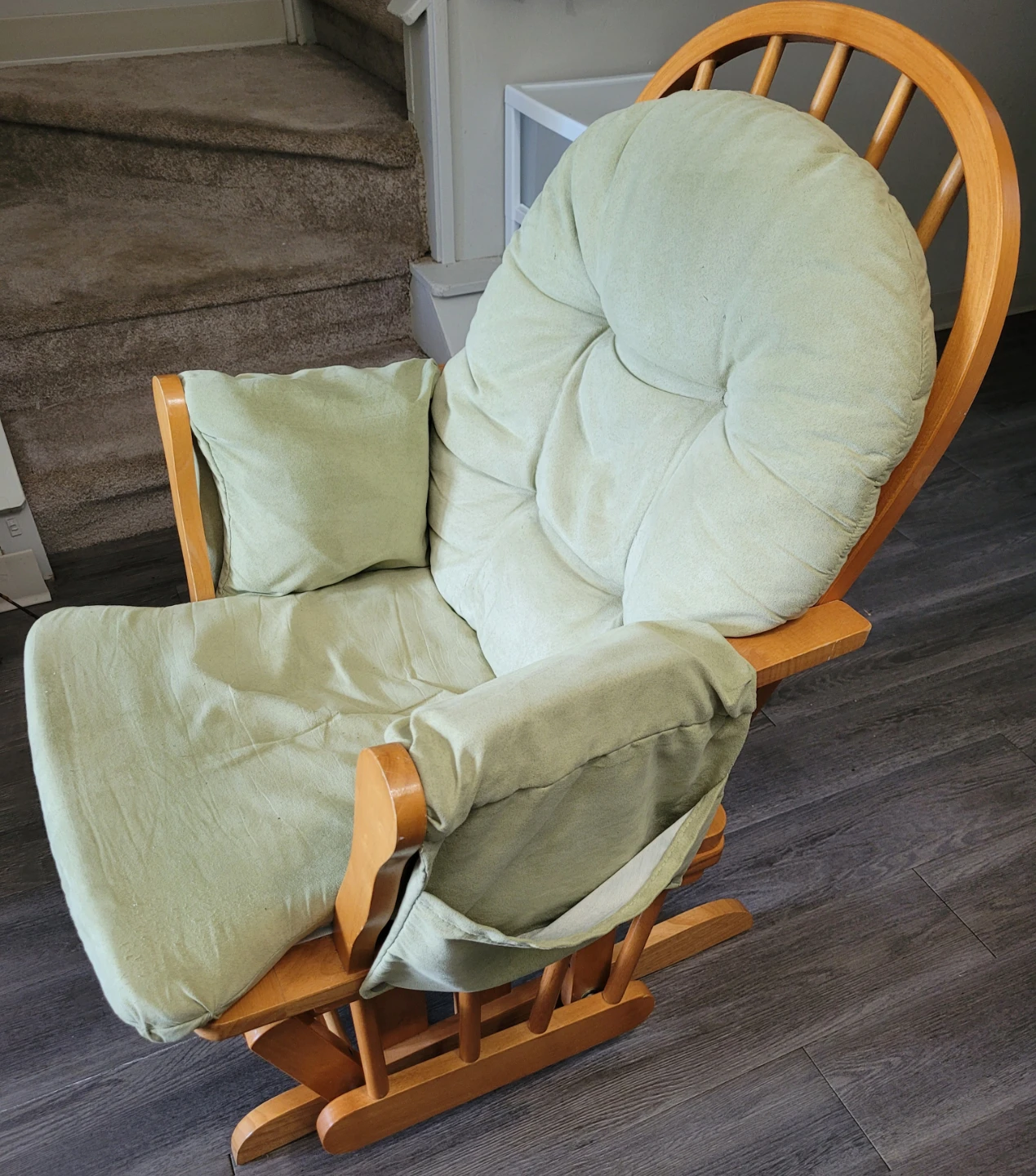 Light Green Padded Glider Rocking Chair with Ottoman - photo 4