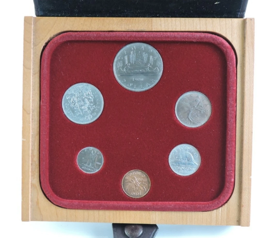1980 Canada Specimen 6-coin Set In Wood Box