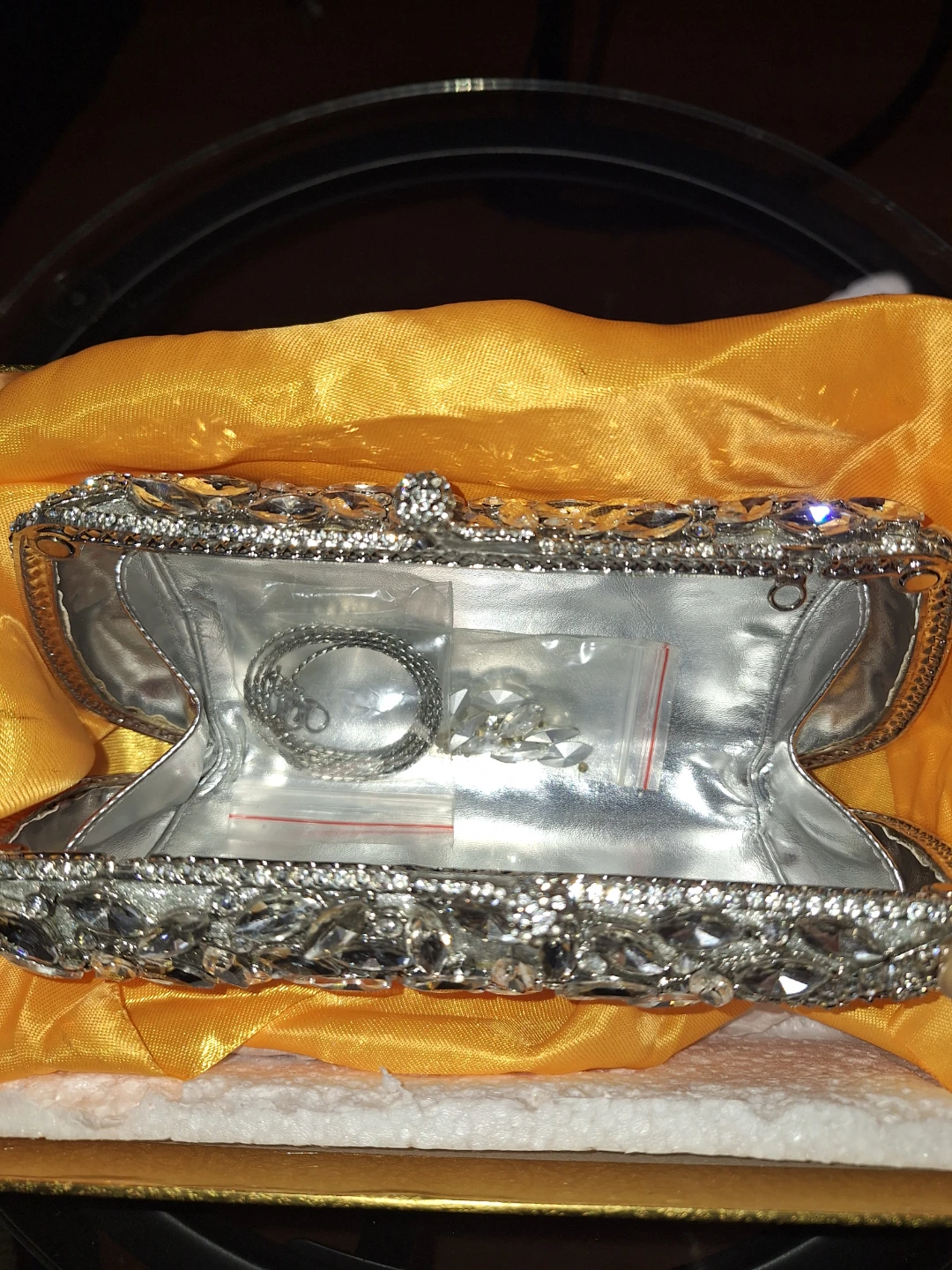 Rhinestone Clutch Evening Bag with Chain - photo 3