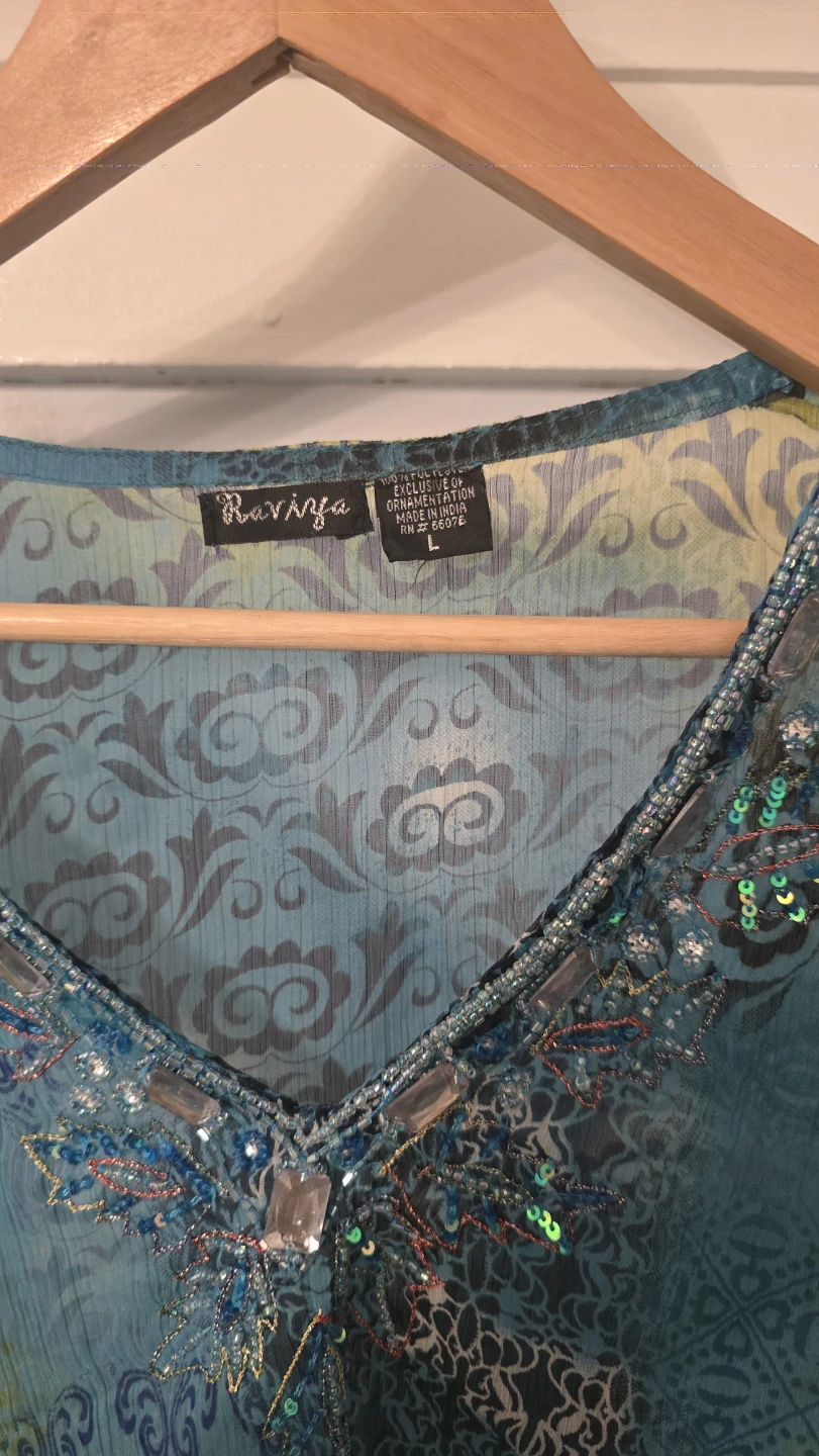 Ravinia Size L Blue/Yellow Blouse - photo 2