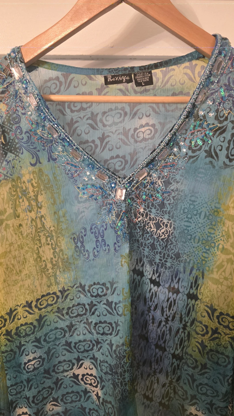 Ravinia Size L Blue/Yellow Blouse - photo 3