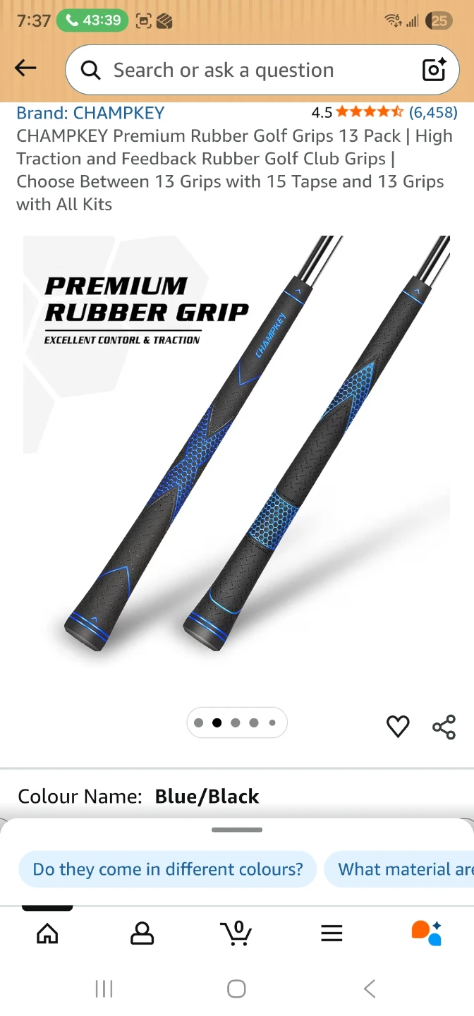 CHAMPKEY Premium Rubber Golf Grips - 13 Pack - Blue/Black - photo 3