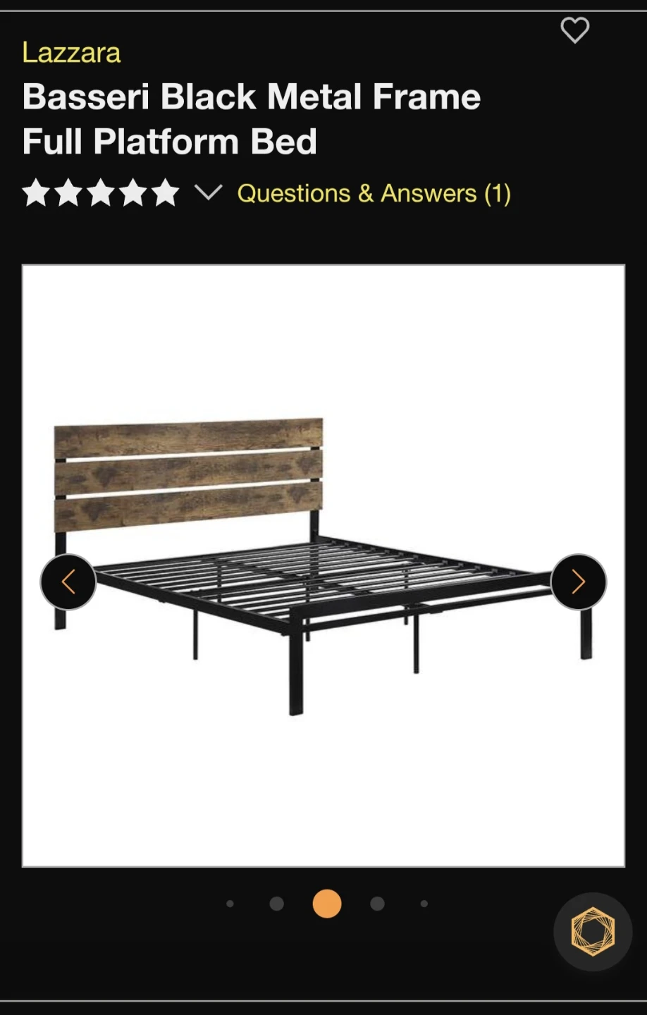 Lazzara Basseri Black Metal Full Platform Bed - NEW