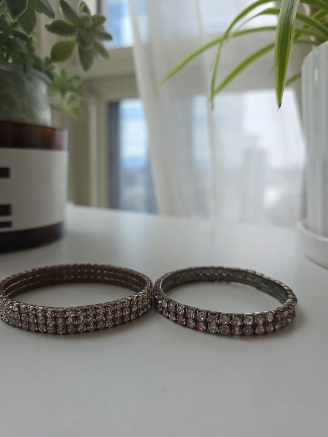 Rhinestone Stretch Bracelets - Set of 2