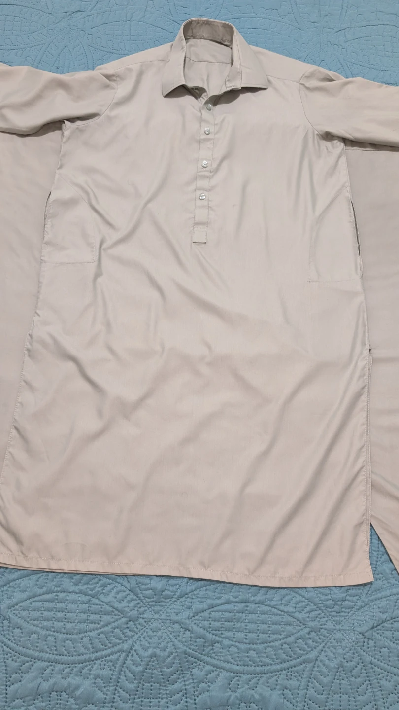 Men's Beige Kurta Pajama Set - photo 2