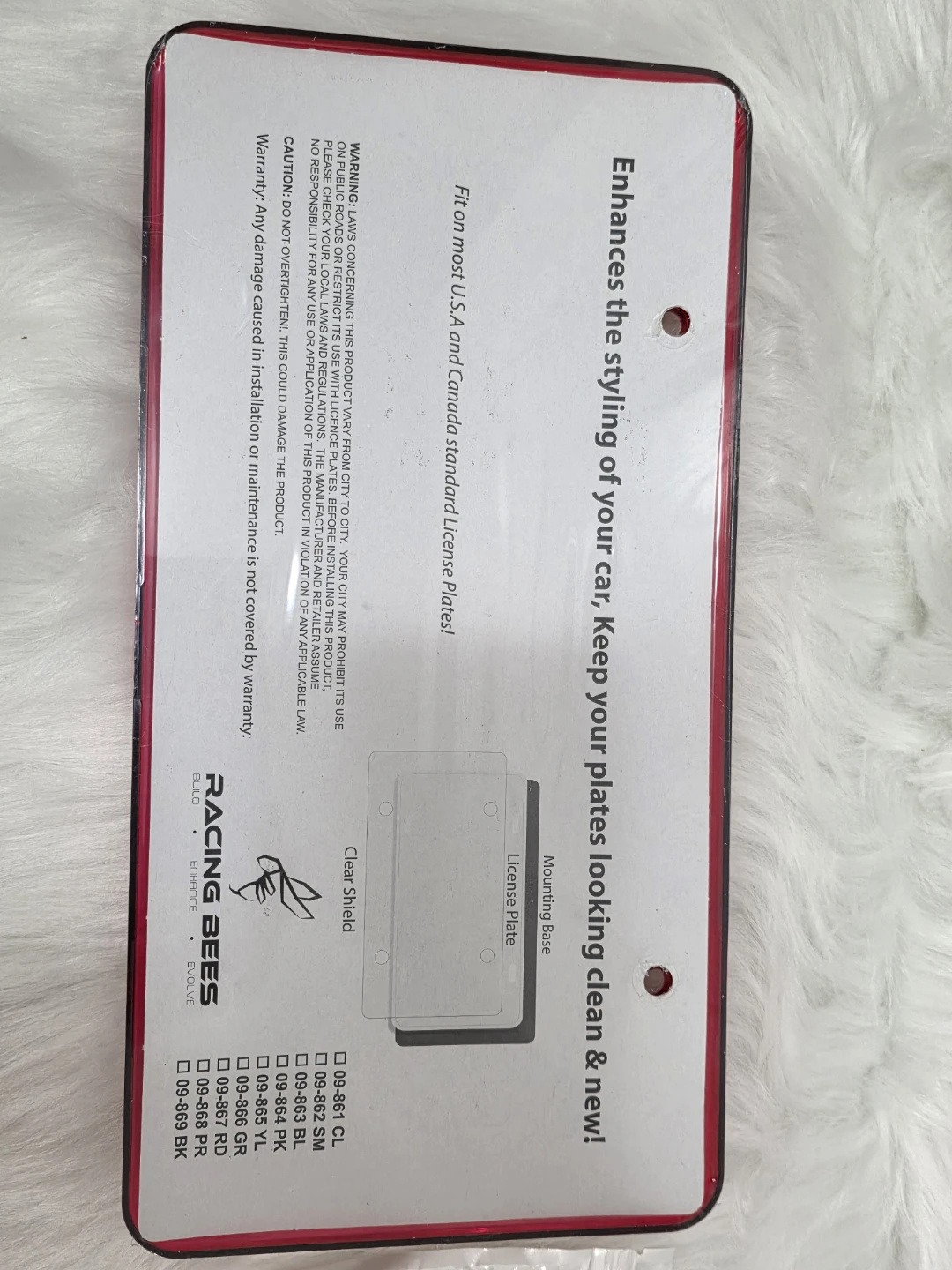 Racing Bees Plate Shield License Plate Frame Red - photo 3