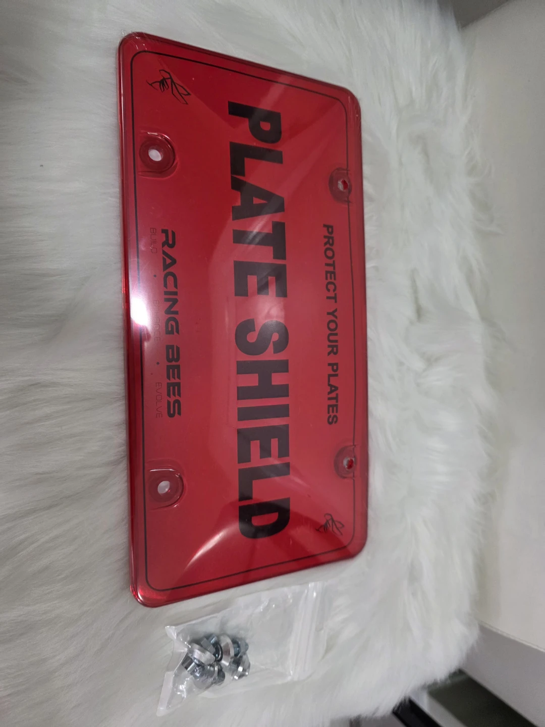 Racing Bees Plate Shield License Plate Frame Red - photo 4