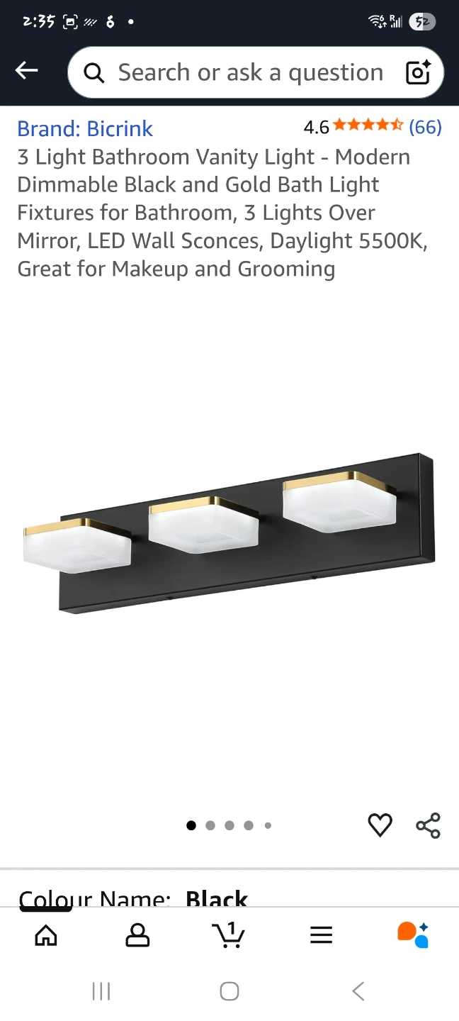 Bicrink 3-Light Bathroom Vanity Light - Black