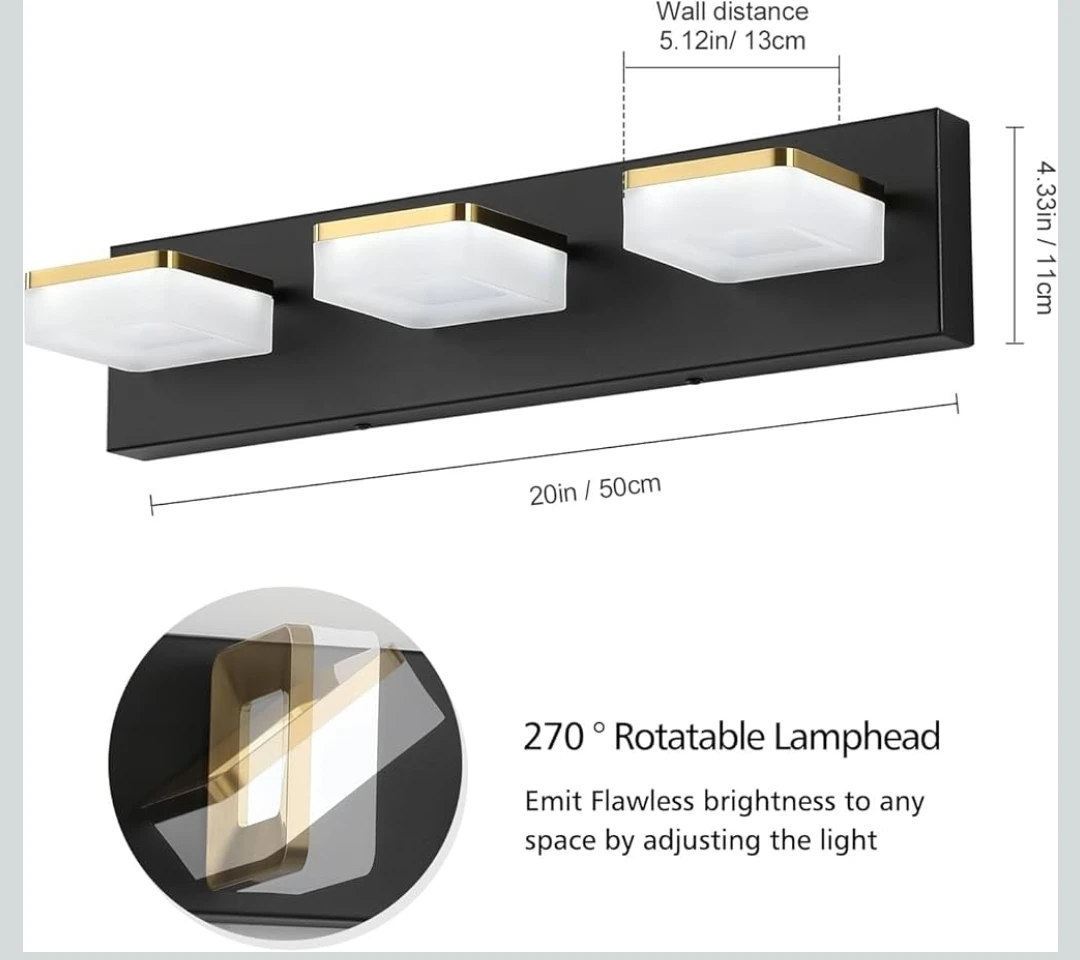 Bicrink 3-Light Bathroom Vanity Light - Black - photo 4
