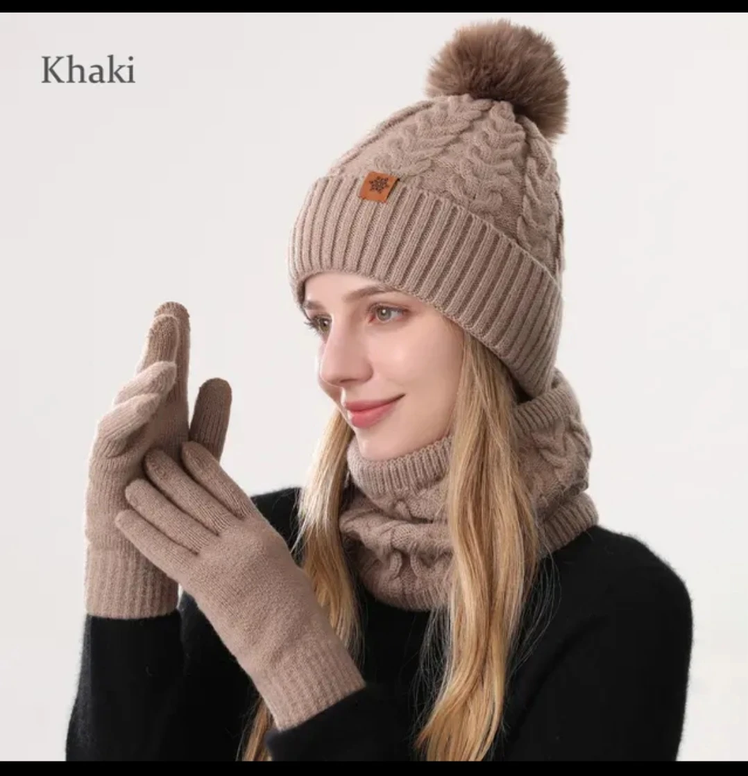 Pink Pom Pom Knit Hat, Scarf, and Gloves Set - photo 5