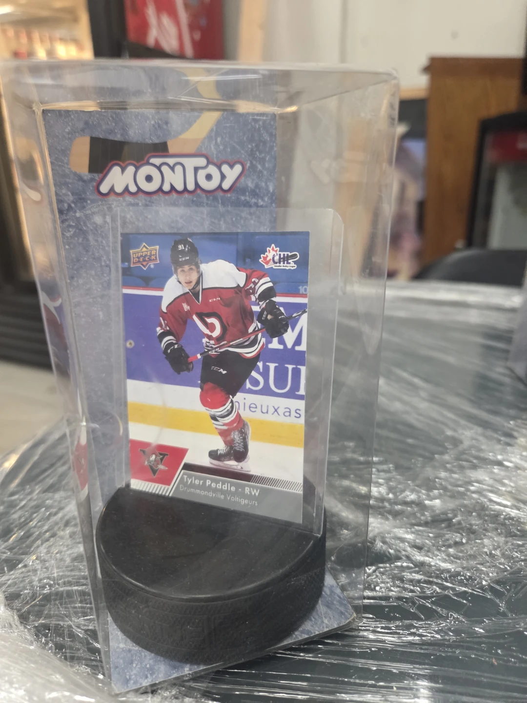 Tyler Peddle Upper Deck Hockey Card with Puck