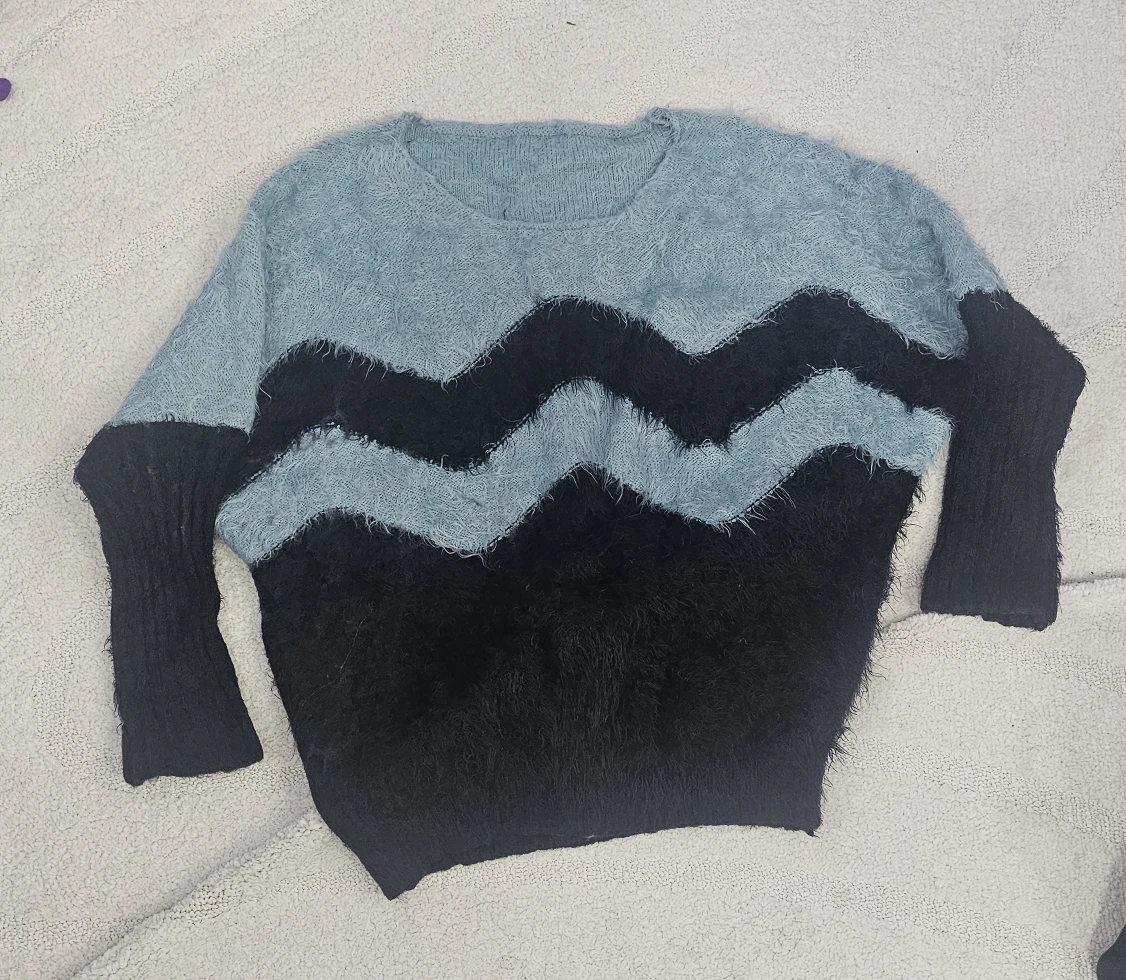 Blue & Black Fuzzy (Charlie Brown like) Sweater