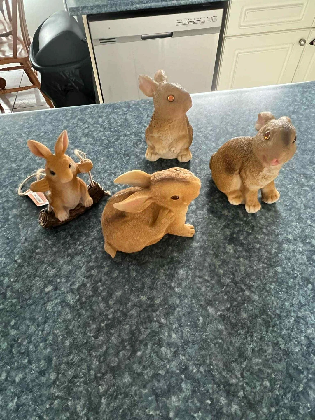 Set of 4 Decorative Bunny Figurines