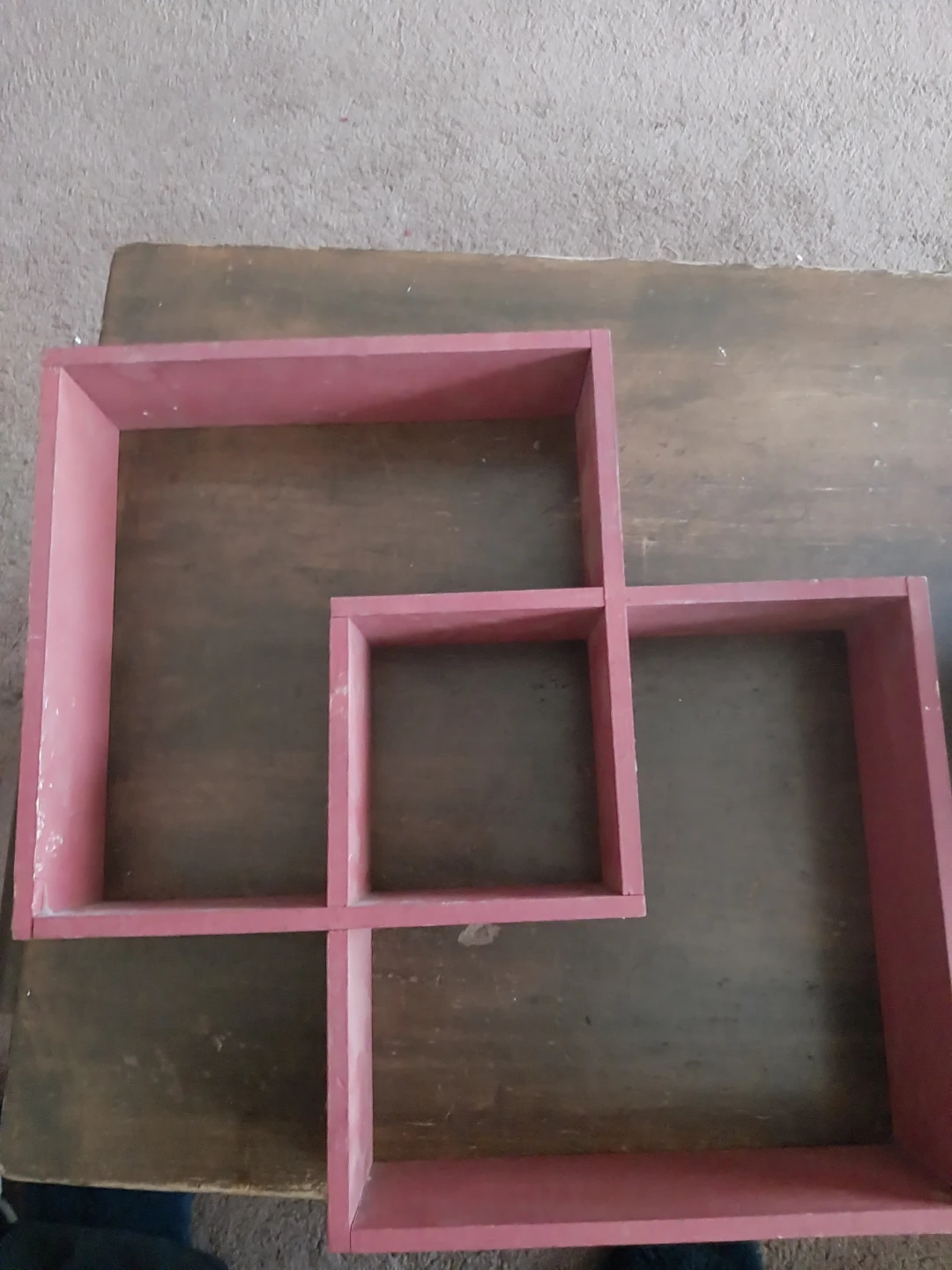 Burgandy Intersecting Square Wall Shelf