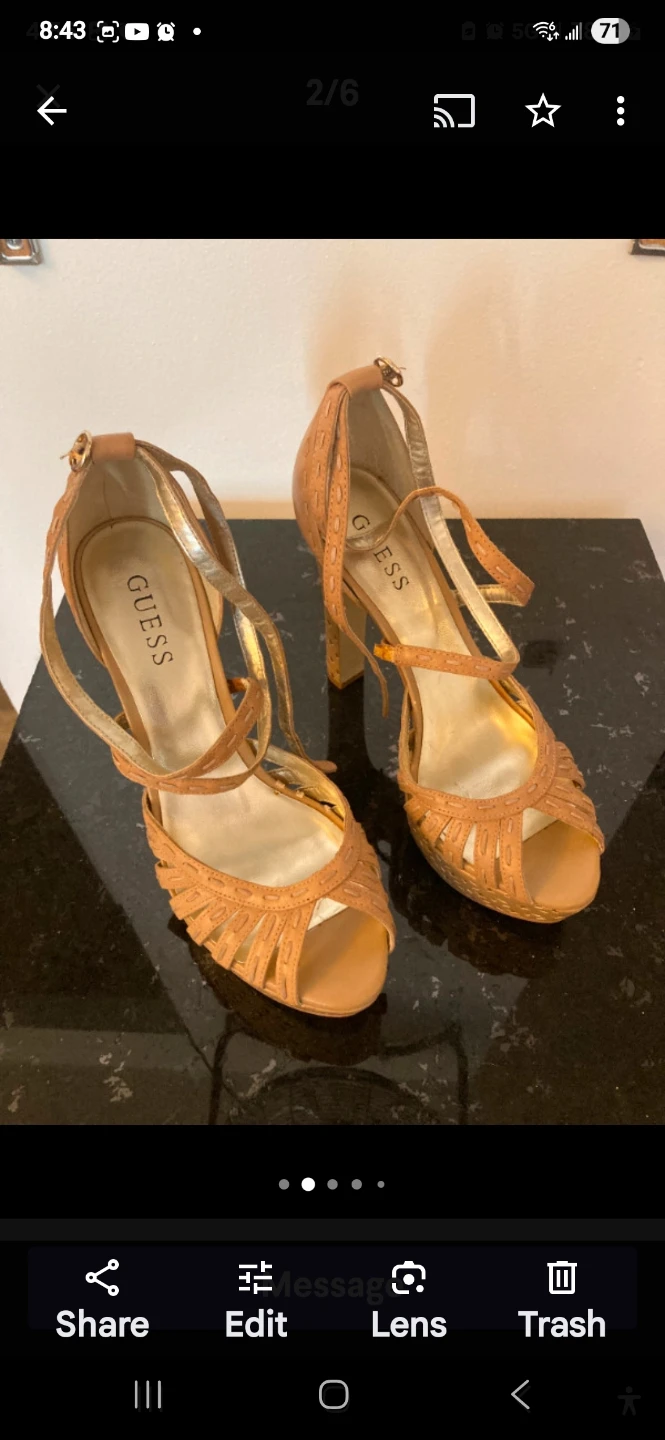 Guess Tan Leather Strappy Platform Heels - photo 2