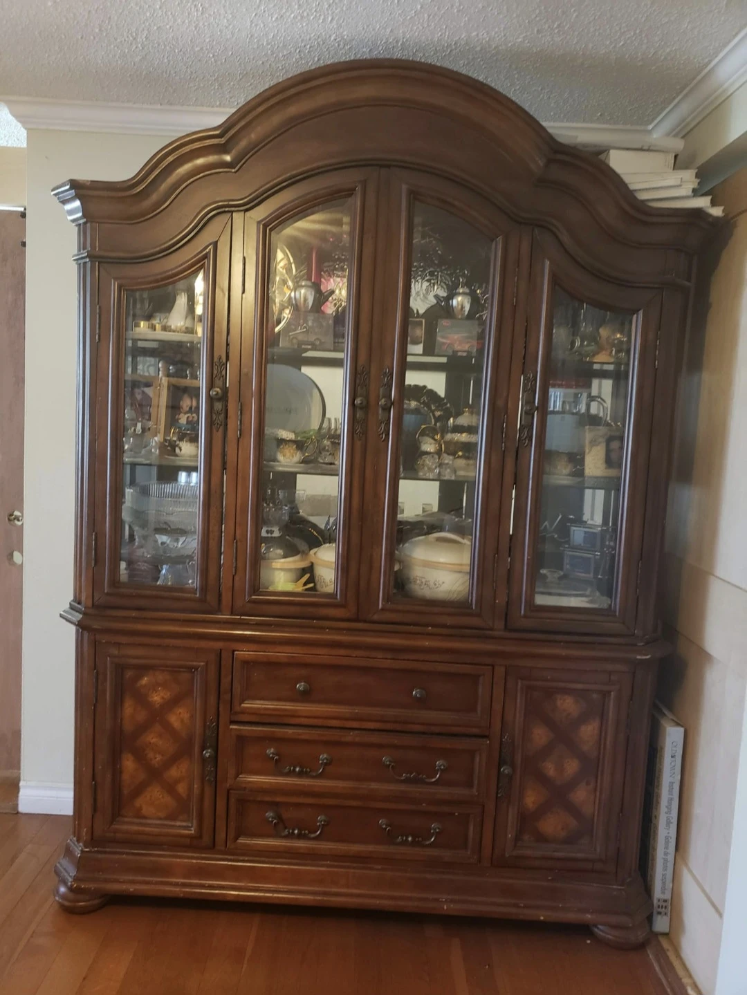 Wooden China Cabinet with Glass Doors