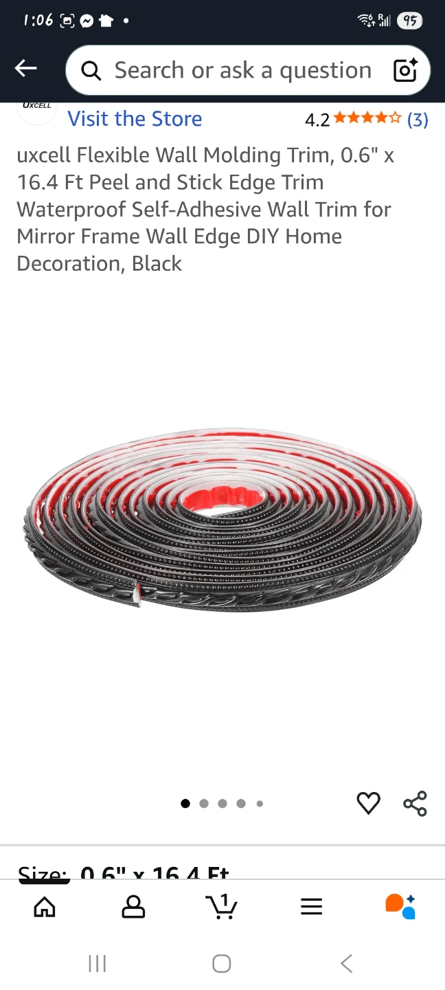 uxcell Flexible Wall Molding Trim - Black