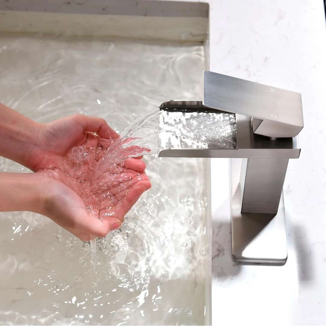 Bathroom Sink Faucet - Brushed Nickel Waterfall - photo 4
