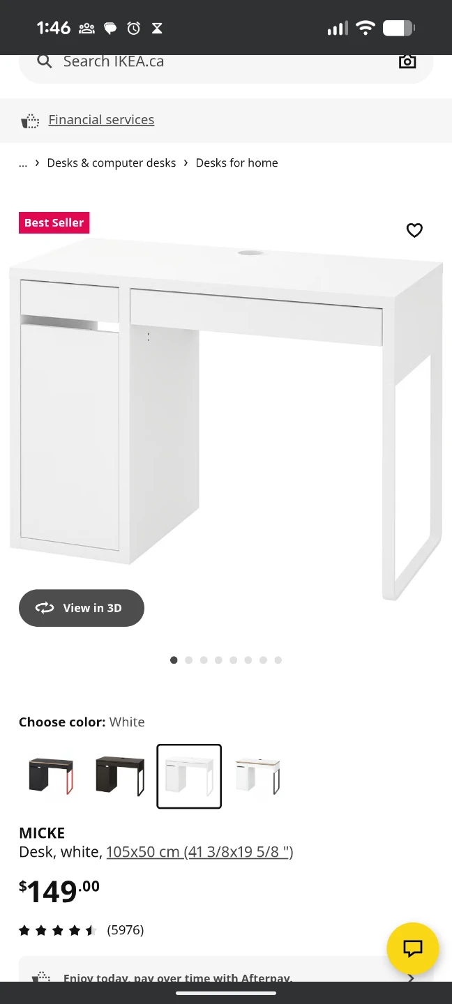 IKEA MICKE Desk - White, 105x50 cm