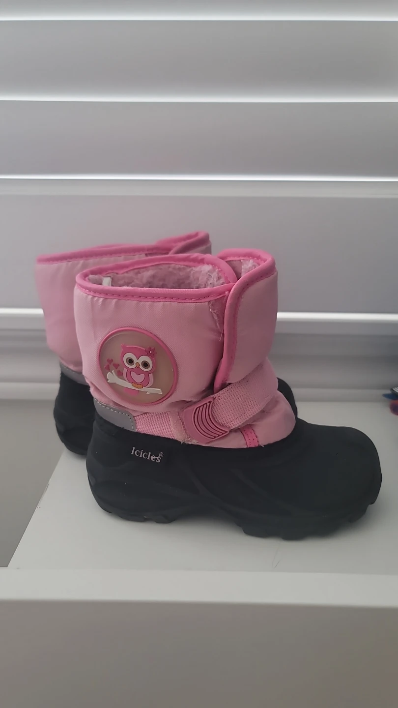 Icicles Pink Owl Winter Boots Toddler Size 10