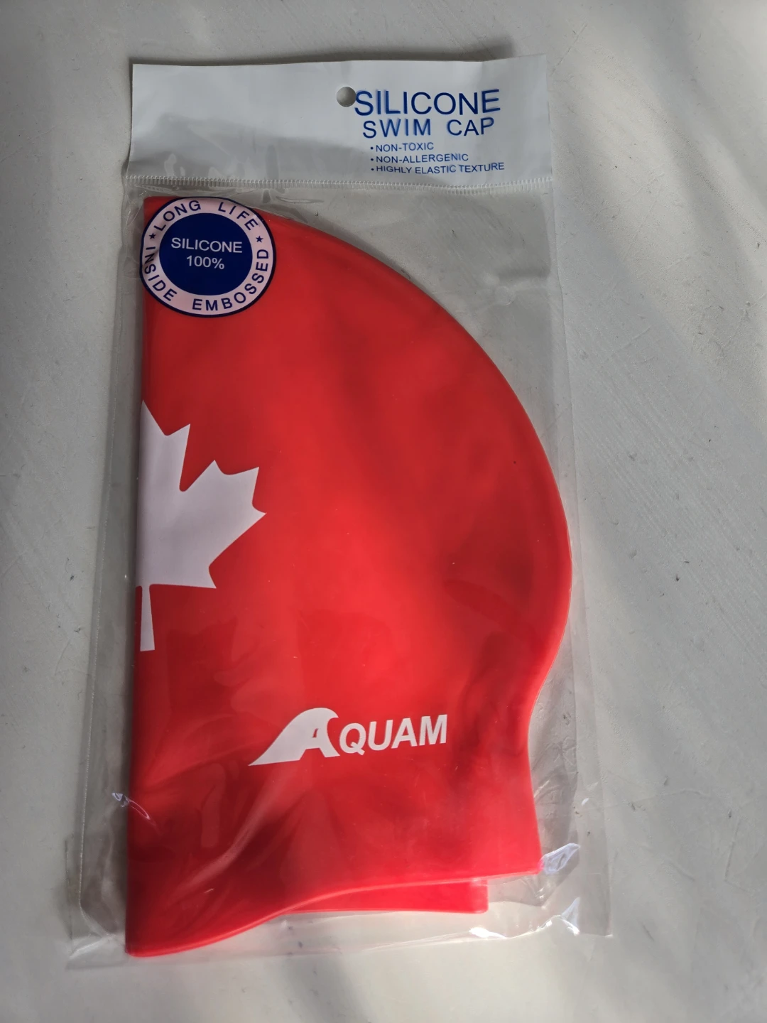 Decathlon Silicone Swim Cap - Maple Leaf