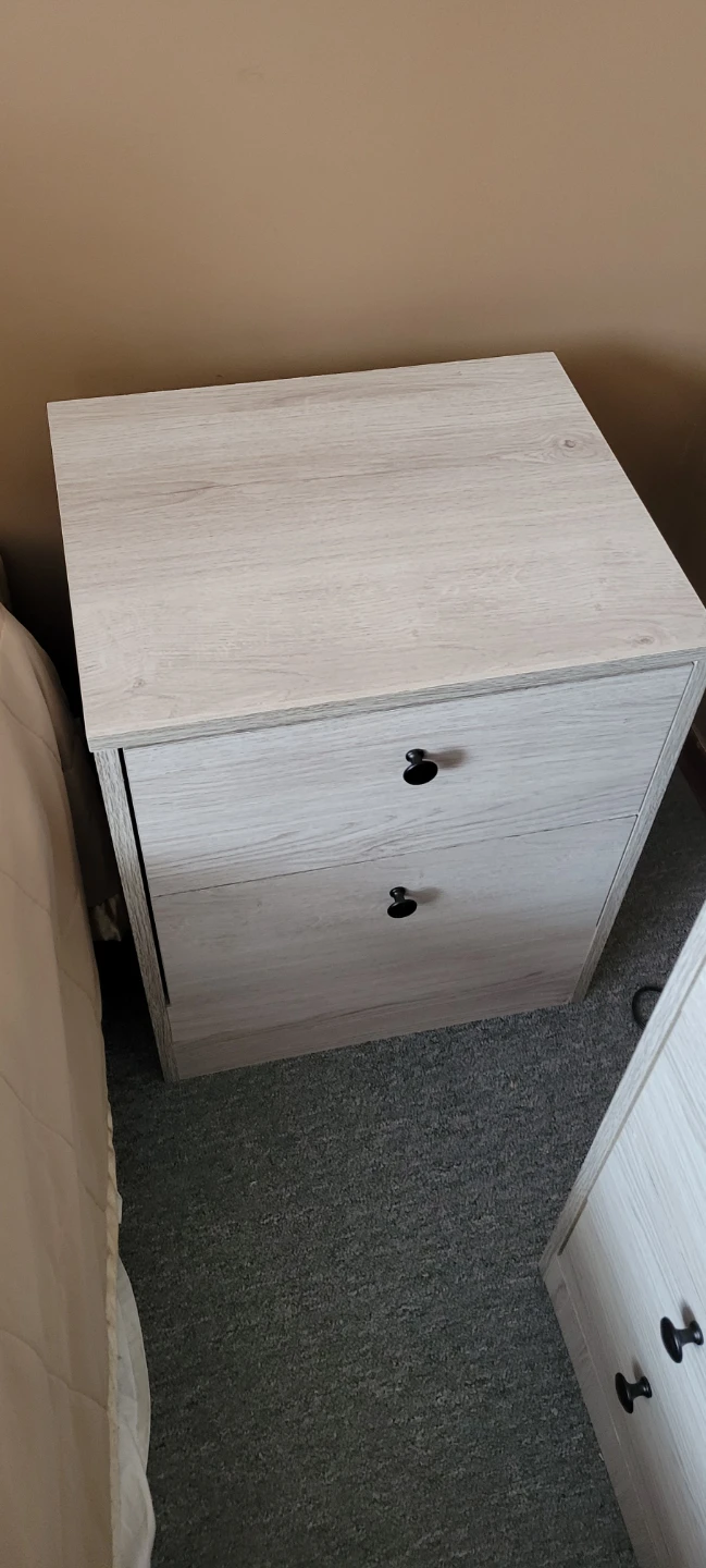 Light Wood Grain 2-Drawer Nightstand