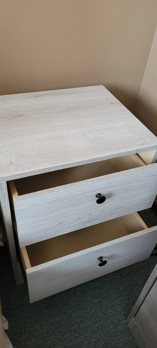 Light Wood Grain 2-Drawer Nightstand - photo 3