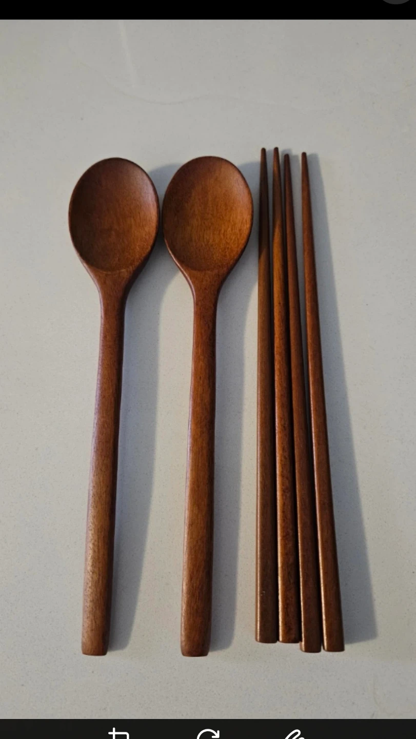 🥢 Korean Small Wooden Spoons & Chopsticks Set