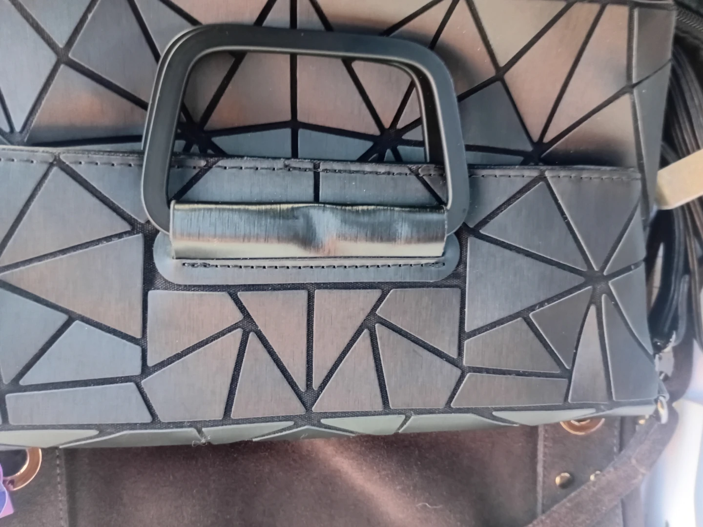 Emilio Pepe Black Geometric 🥕Design Handbag - photo 2