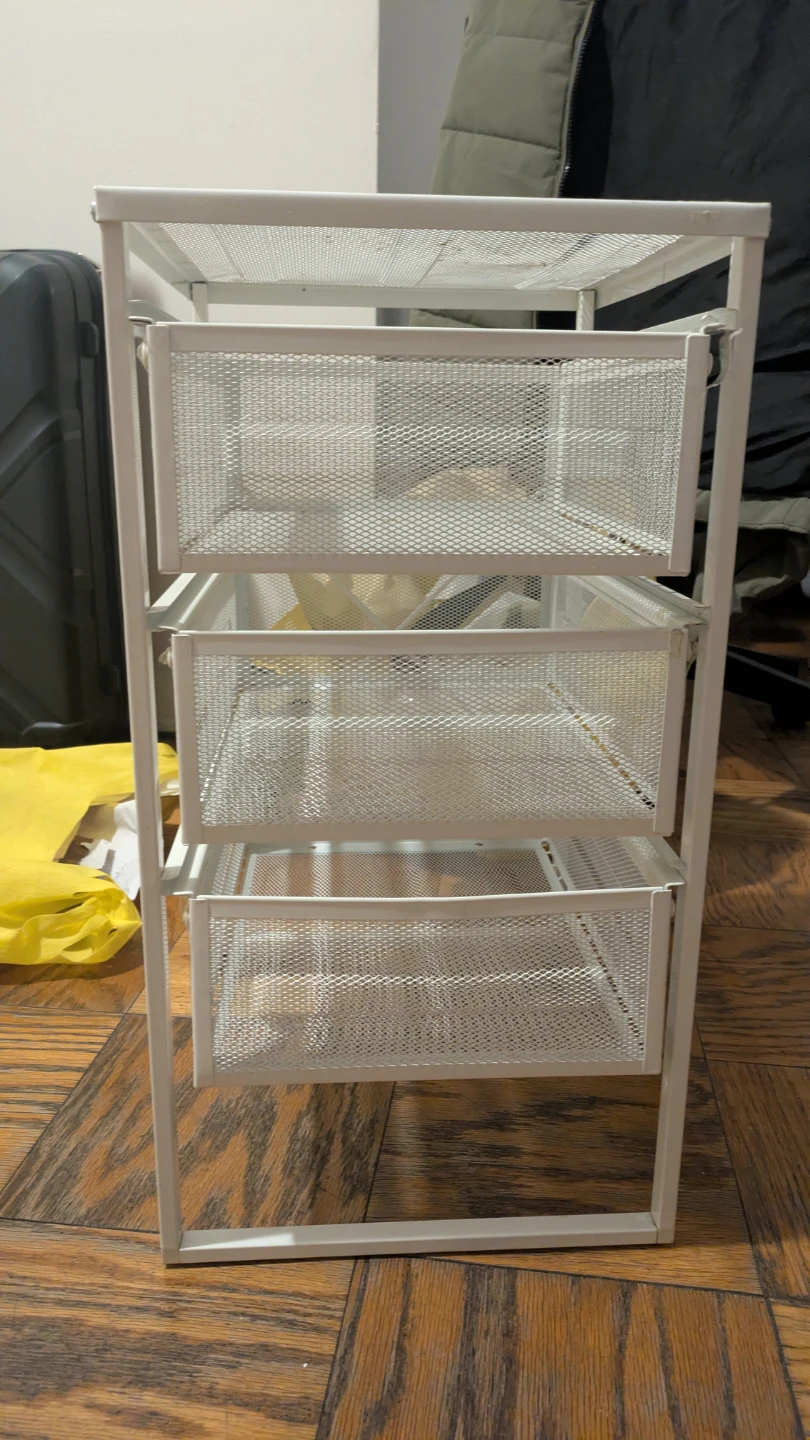 White 3-Drawer Metal Mesh Storage Cart