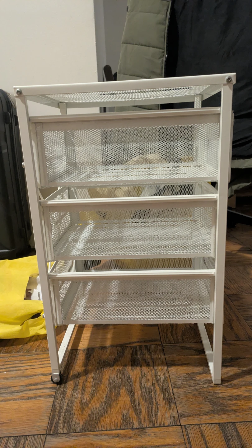 White 3-Drawer Metal Mesh Storage Cart - photo 2