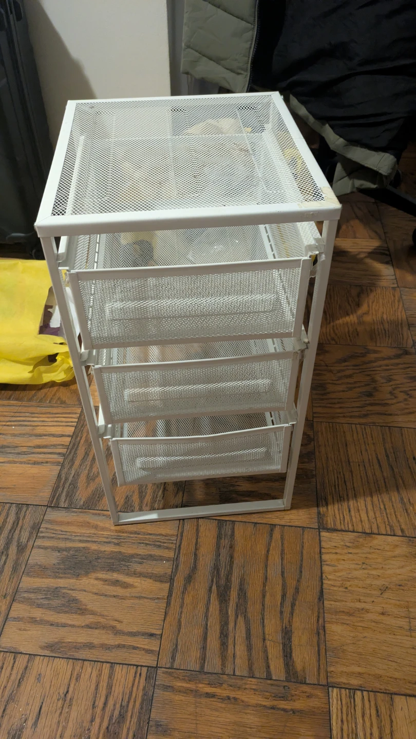 White 3-Drawer Metal Mesh Storage Cart - photo 3