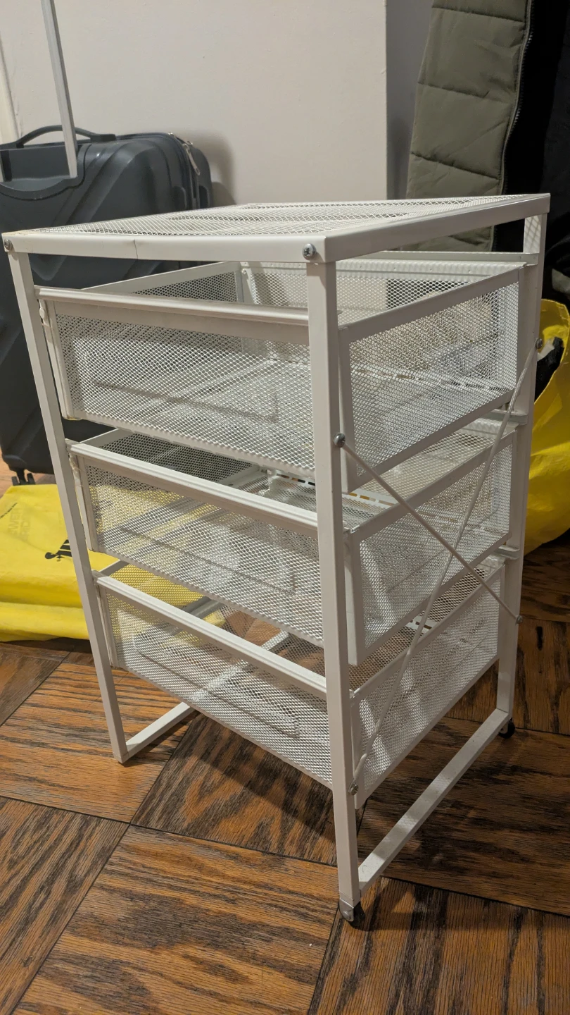 White 3-Drawer Metal Mesh Storage Cart - photo 4