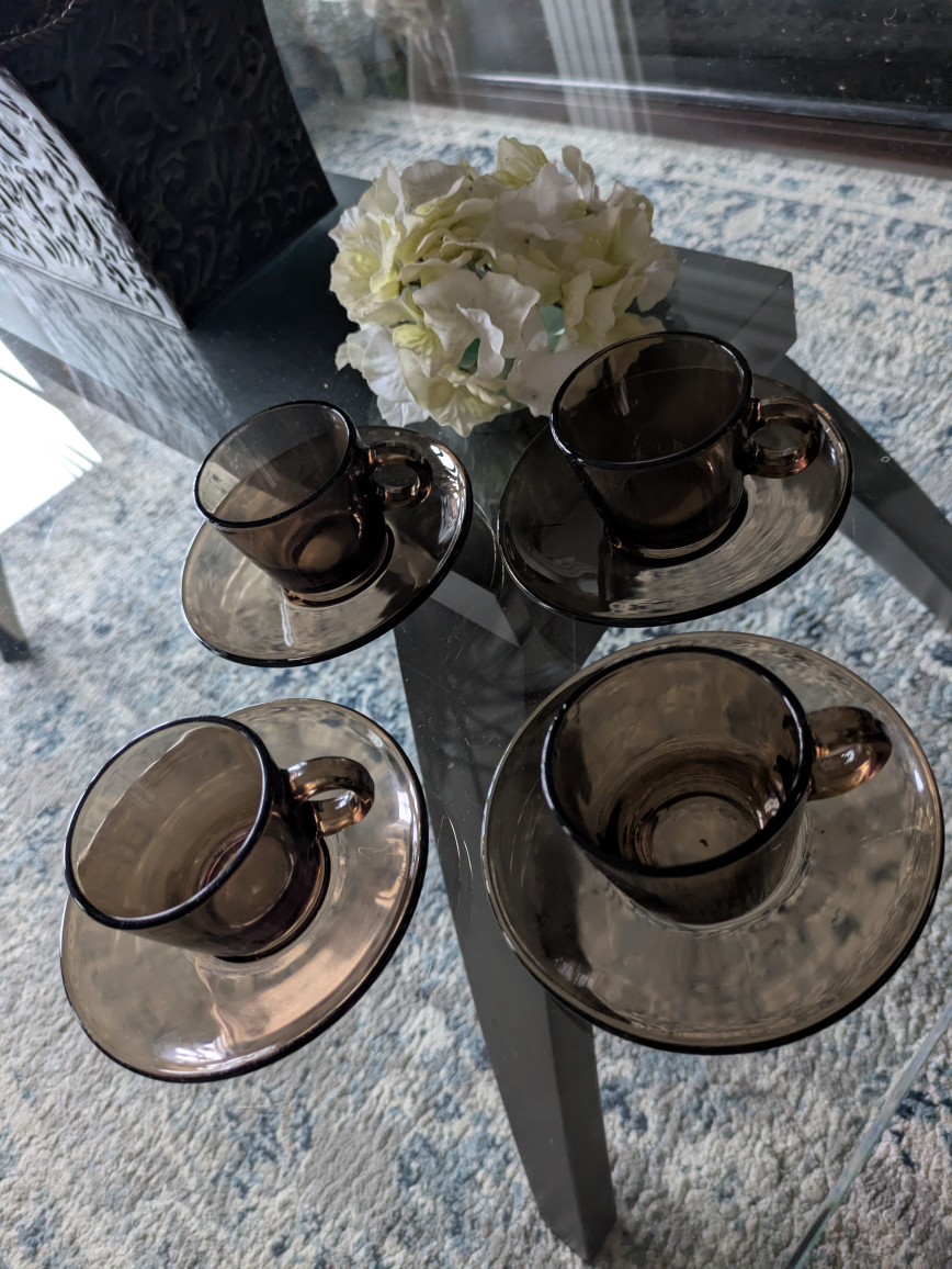 VINTAGE Vereco glass Espresso & tea cup set of 4. Made in France - photo 2