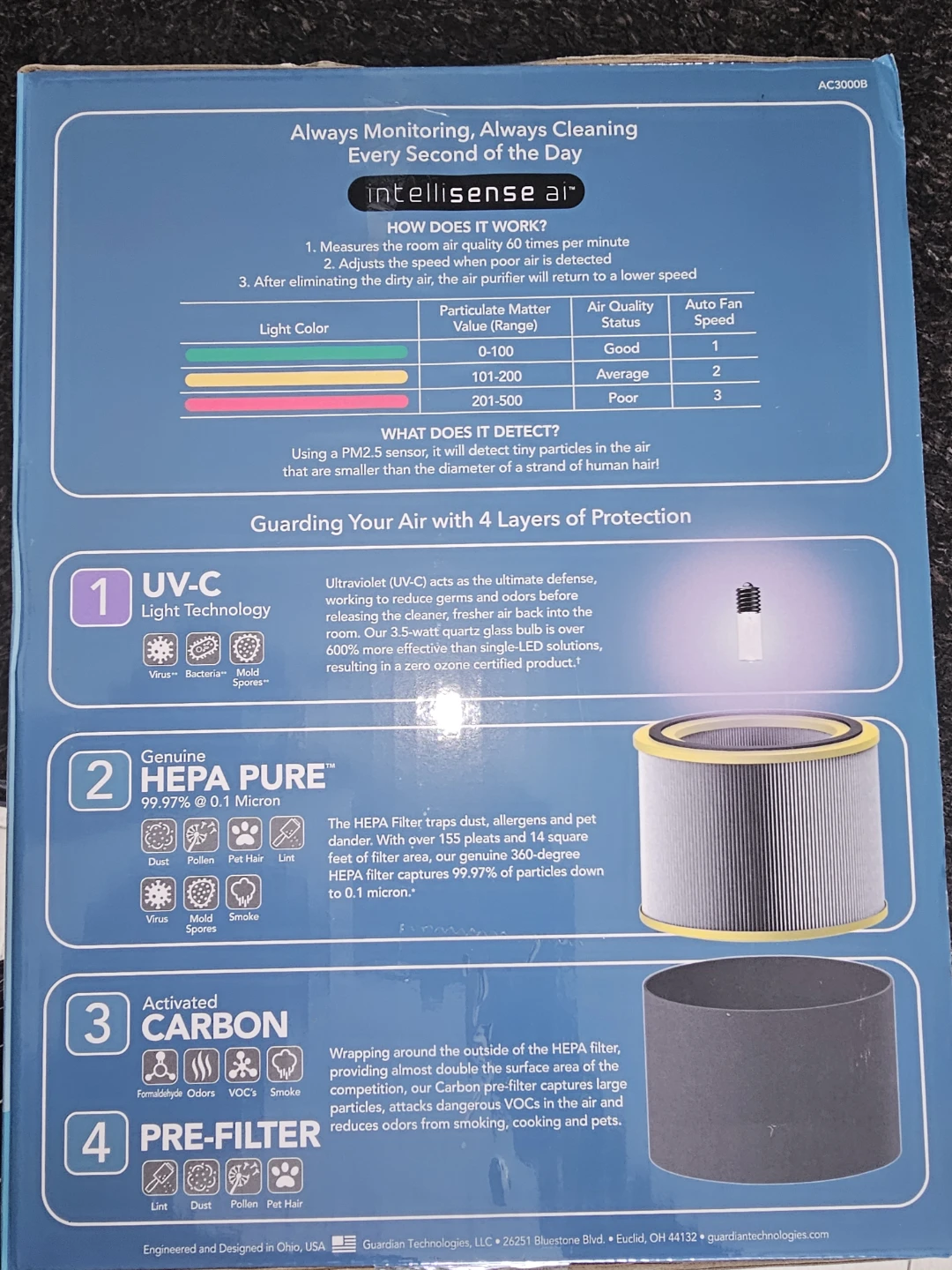 GermGuardian AirSafe+ Air Purifier HEPA + UV-C - photo 2