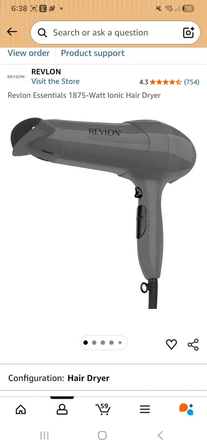 Revlon Essentials 1875-Watt Ionic Hair Dryer