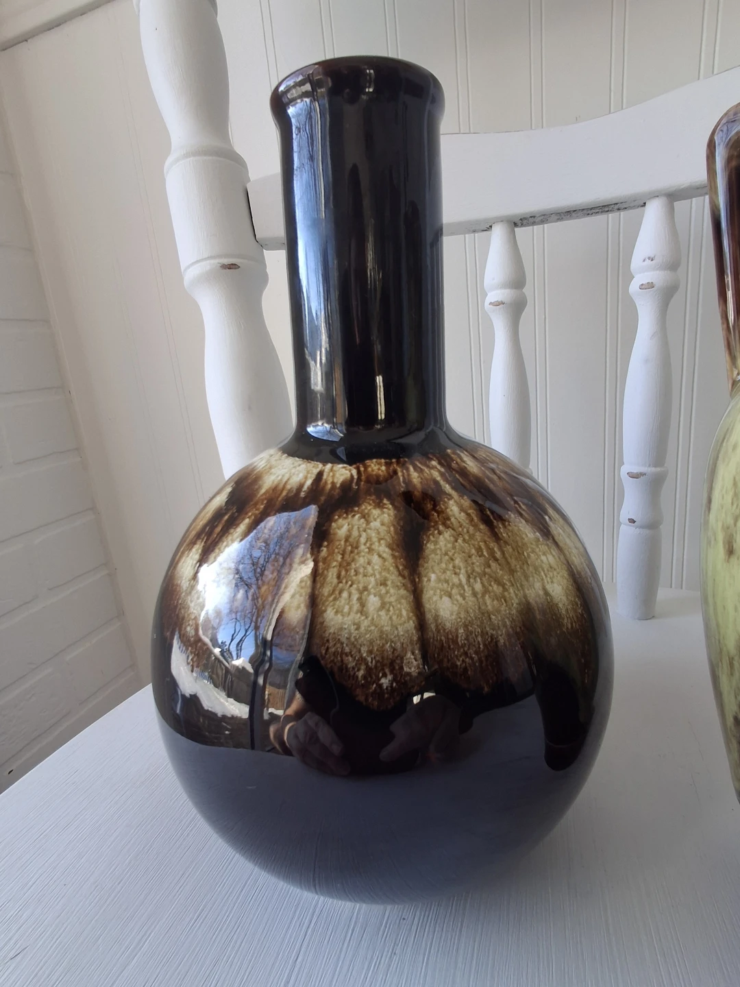 Vintage Brown Drip Glaze Vase Set - photo 3