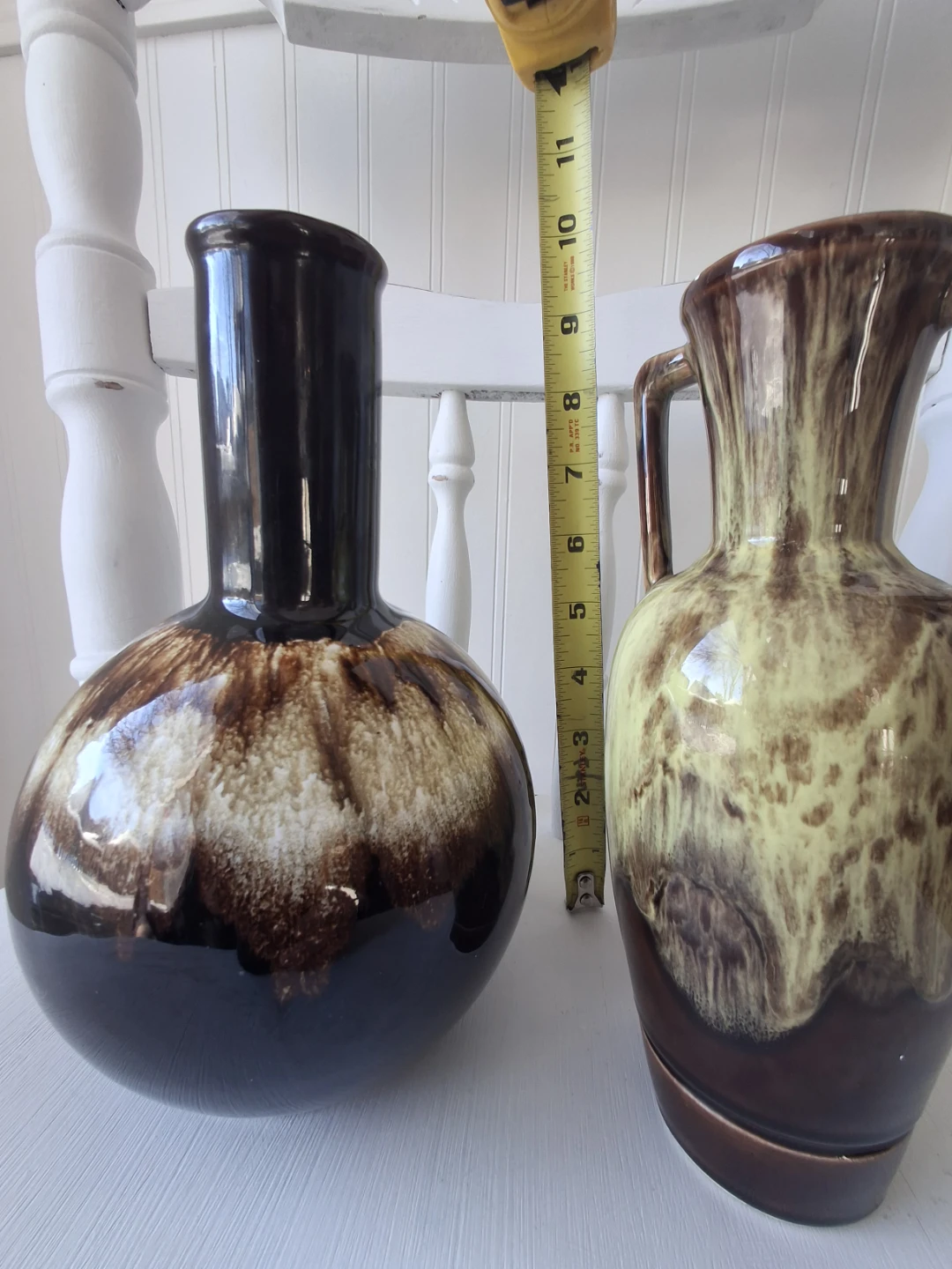 Vintage Brown Drip Glaze Vase Set - photo 4
