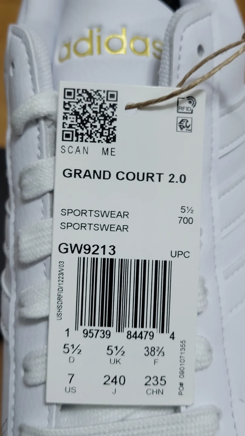 New Adidas Grand Court 2.0 White Sneakers - Size 7 - photo 5