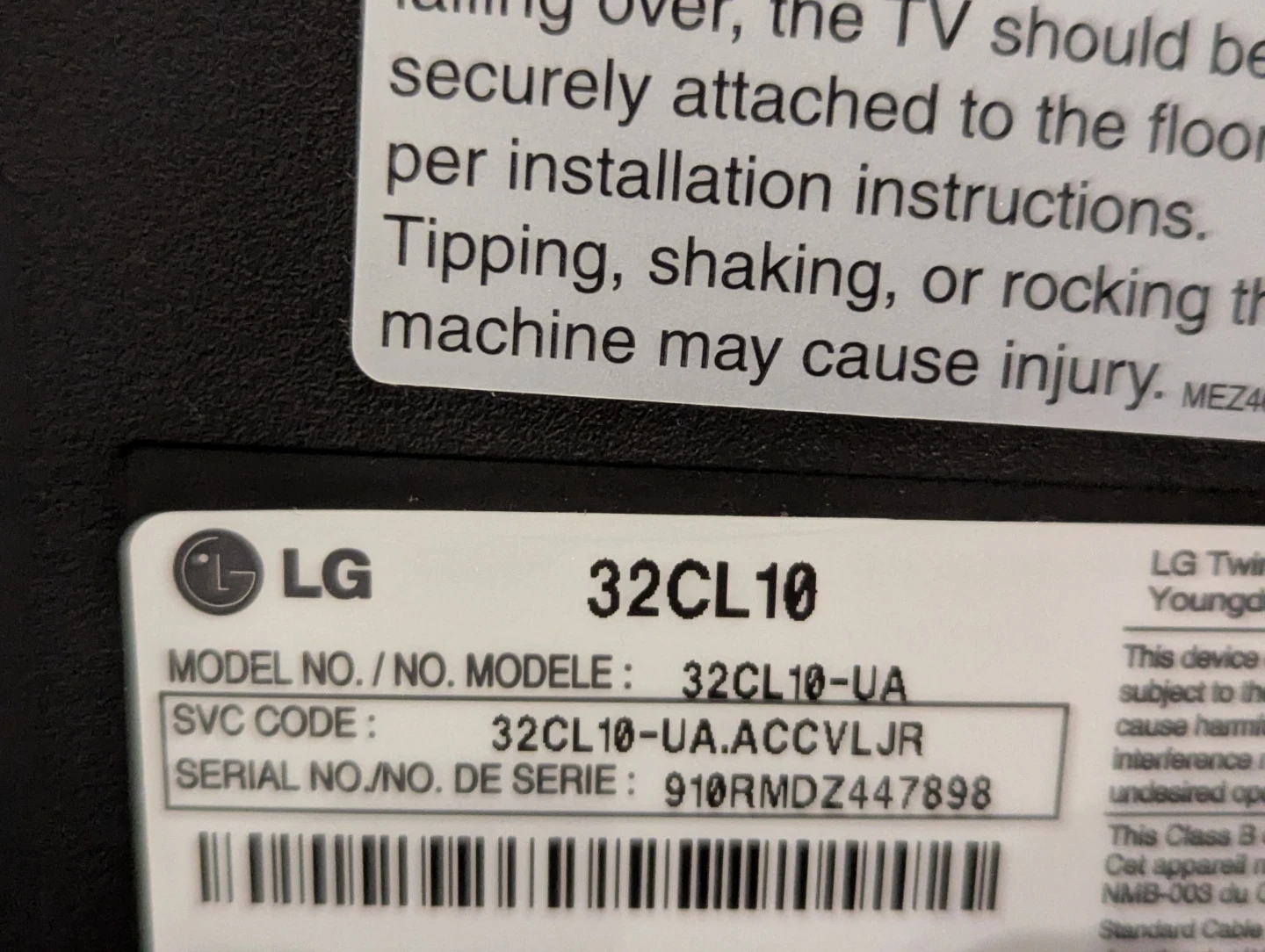 LG 32CL10 32-inch TV - photo 2